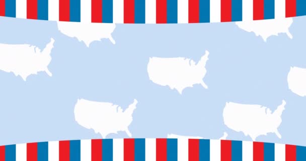 Animation Happy President Day Text American Stars Stripes White Maps — Stock Video