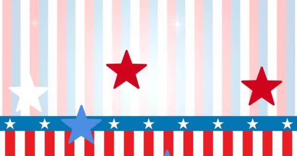 Animation Stars Coloured American Flag Stars Stripes Background Patriotism Celebration — Stock Video