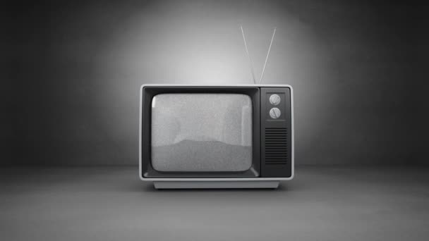 Animação Digital Emoji Rosto Chorando Tela Televisão Contra Fundo Cinza — Vídeo de Stock