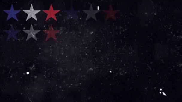 Animación Estrellas Rojas Azules Sobre Fondo Negro Patriotismo Concepto Celebración — Vídeo de stock