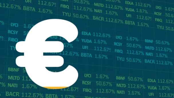 Animation Euro Sign Filling Yellow Financial Data Processing Global Finances — Stock Video