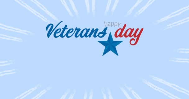 Animation Veterans Day Text Blue Background Patriotism Celebration Concept Digitally — Stock Video