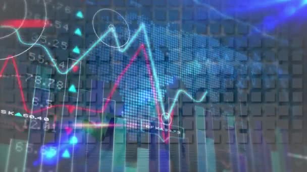 Animation Des Statistiques Traitement Des Données Financières Sur Carte Mondiale — Video