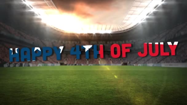 Animasi Hari Kemerdekaan Teks Atas Stadion Olahraga Patriotisme Dan Konsep — Stok Video