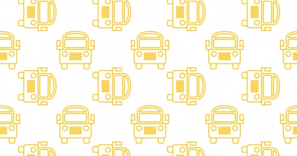 Animation School Bus Icons Moving White Background School Education Study — Stock Video