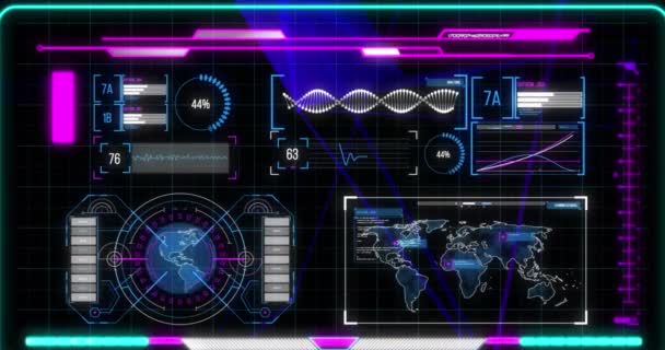 Animación Del Procesamiento Datos Interfaz Interfaz Digital Comunicación Tecnología Concepto — Vídeos de Stock