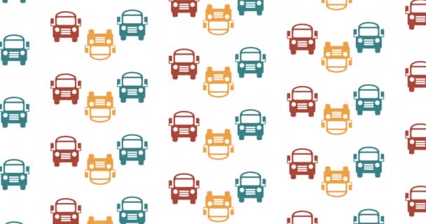 Animación Los Iconos Del Autobús Escolar Que Mueven Sobre Fondo — Vídeo de stock