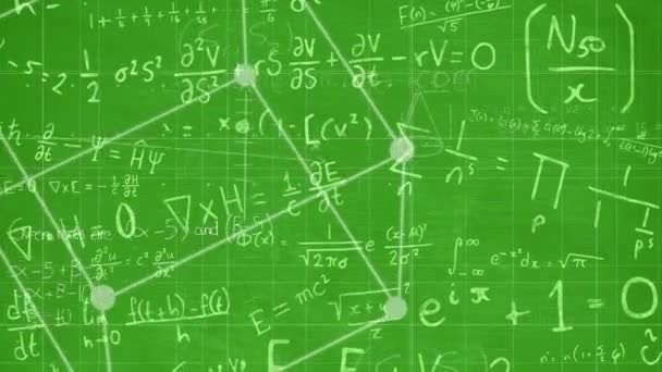 Animación Ecuaciones Matemáticas Moviéndose Sobre Fondo Verde Escuela Educación Estudio — Vídeos de Stock