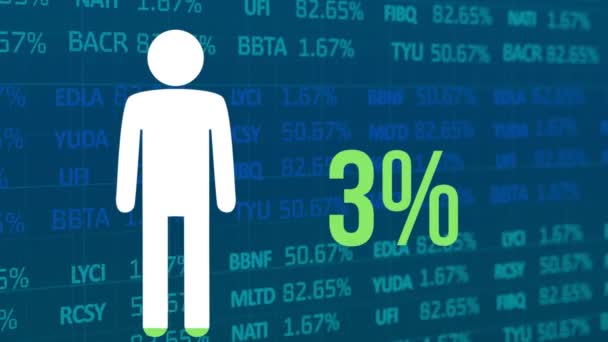 Animação Ícone Pessoa Percentual Preenchimento Com Verde Sobre Processamento Dados — Vídeo de Stock