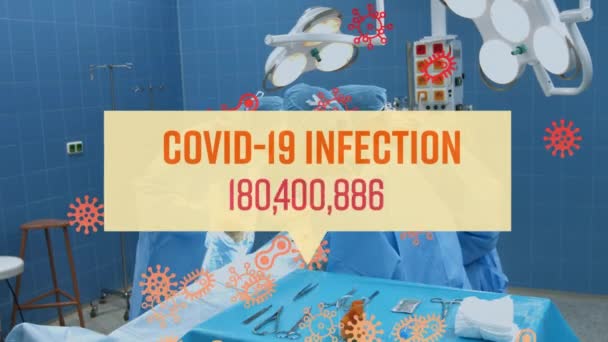 Texto Infección Por Covid Con Casos Crecientes Células Covid Contra — Vídeo de stock