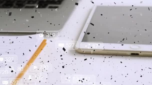미디어 아이콘 Confetti 애니메이션 태블릿 떨어지고 있습니다 글로벌 미디어 디지털 — 비디오