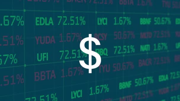 Animation Dollar Sign Financial Data Processing Global Finance Business Digital — Stock Video