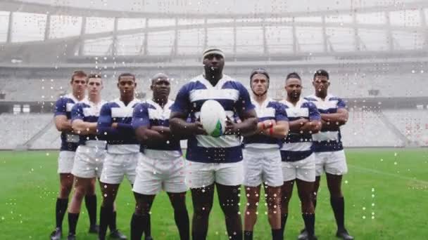 Animazione Spot Giocatori Rugby Maschi Allo Stadio Concetto Globale Sport — Video Stock