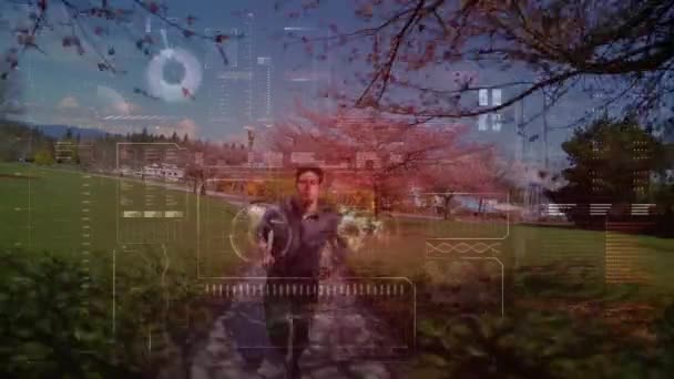 Animazione Dello Schermo Digitale Elaborazione Dei Dati Uomo Forma Esecuzione — Video Stock