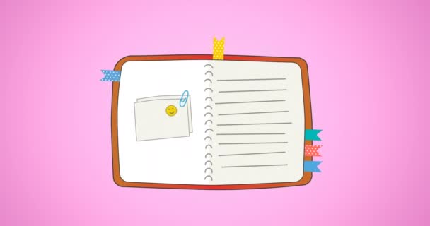 Animação Ícone Notebook Movendo Sobre Fundo Rosa Escola Educação Estudo — Vídeo de Stock