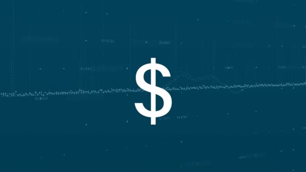 Анимация Символа Доллара Над Обработкой Финансовых Данных Глобальные Финансы Бизнес — стоковое видео