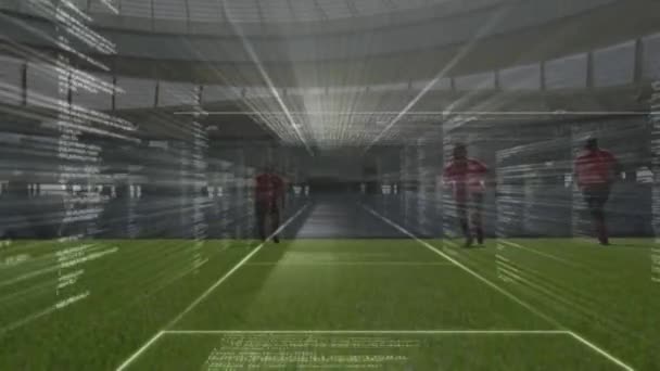 경기장의 플레이어에 데이터 애니메이션 글로벌 스포츠 데이터 디지털 비디오 — 비디오