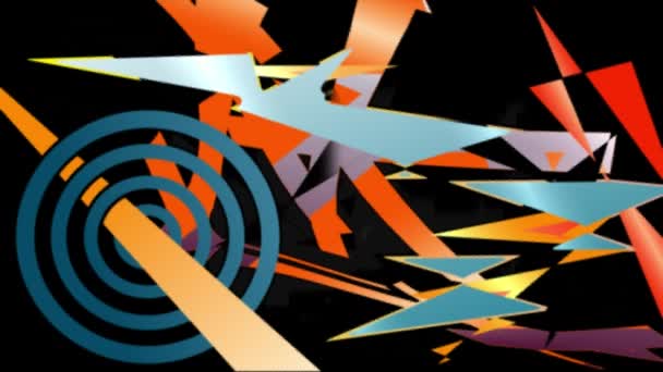 Animatie Van Dynamisch Kleurrijk Grafisch Patroon Voortbouwend Zwarte Achtergrond Beweging — Stockvideo