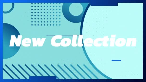 Animation New Collection Text Blue Geometrical Shapes Shopping Retail Concept — Stock Video