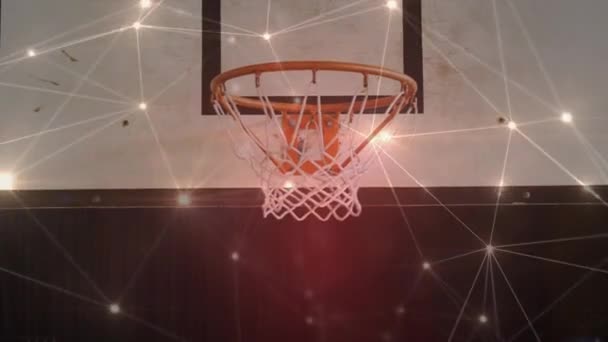 Animazione Rete Connessioni Sopra Partita Basket Palestra Concetto Globale Sport — Video Stock