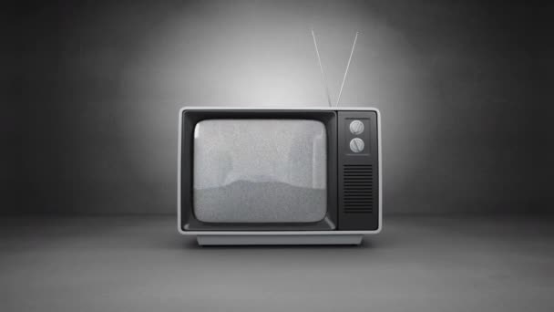 数字动画Dna结构旋转在电视屏幕上的灰色背景 表达和交流概念 — 图库视频影像