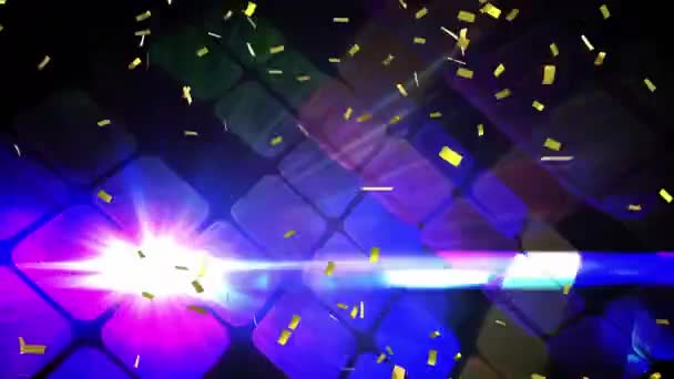 Animation Confetti Falling Glowing Pink Digital Squares Party Celebration Music — Stock Video