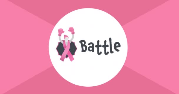 Animación Del Logotipo Cinta Rosa Texto Batalla Que Aparece Fondo — Vídeo de stock