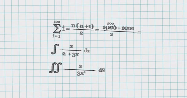 Animación Ecuaciones Matemáticas Moviéndose Sobre Fondo Blanco Escuela Educación Estudio — Vídeo de stock