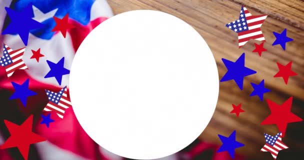 Animation Happy Work Day Text American Flags Star Flag Elements — Αρχείο Βίντεο