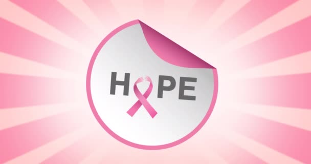Animación Del Logotipo Cinta Rosa Texto Esperanza Que Aparece Fondo — Vídeos de Stock