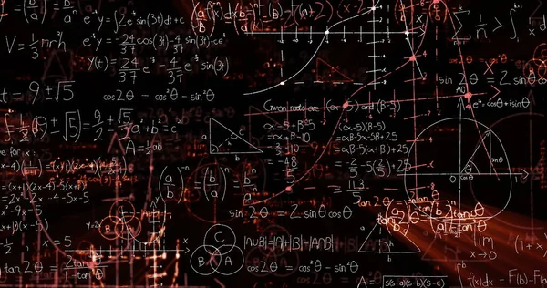 Imagen Ecuaciones Matemáticas Sobre Fondo Negro Educación Volver Concepto Escolar — Foto de Stock