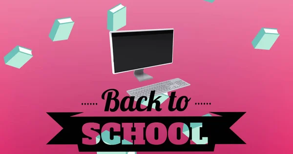 Obrázek Zpět Školy Text Růžovém Pozadí Školní Vzdělávací Studijní Koncept — Stock fotografie