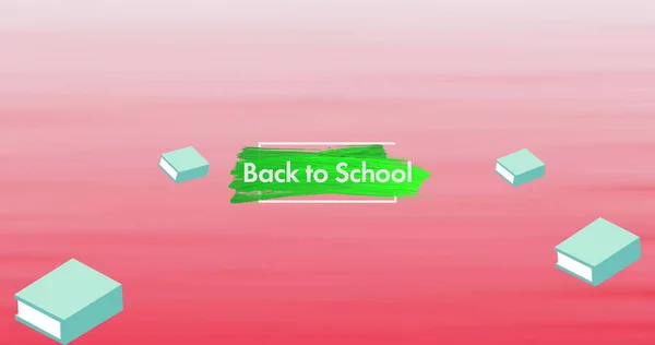 Image Back School Text School Items Icons Red Background School — Stock Photo, Image
