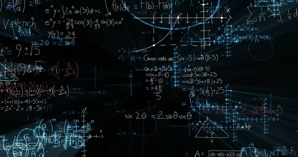 Imagen Ecuaciones Matemáticas Sobre Fondo Negro Educación Volver Concepto Escolar —  Fotos de Stock