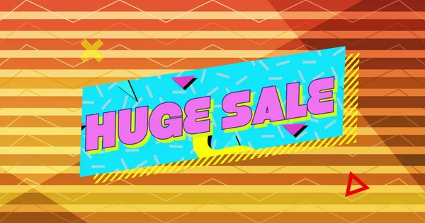 Image Words Huge Sale Pink Blue Banner Yellow Pink Black — Stock Photo, Image