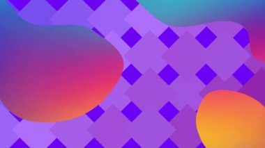 Mor arkaplandaki canlı renk damlalarının canlandırılması. desen, renk ve hareket konsepti dijital olarak oluşturulmuş video.