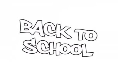 Beyaz arka planda okula dönüş metninin animasyonu. okul, eğitim ve öğrenim konsepti dijital olarak oluşturulmuş video.