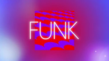 Pembe arkaplanda geometrik şekiller üzerinde funk metnin animasyonu. Sosyal medya ve iletişim konsepti dijital olarak oluşturulmuş video.