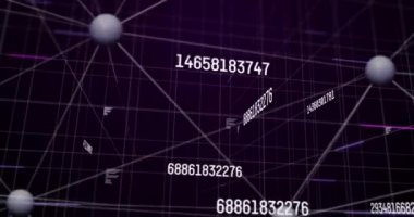 Veri işleme üzerinden bağlantı ağının animasyonu. Bilim ve araştırma konsepti dijital olarak oluşturulmuş video.