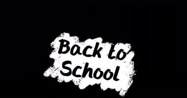 Siyah arkaplan üzerine okula dönüş metninin animasyonu. okul, eğitim ve öğrenim konsepti dijital olarak oluşturulmuş video.