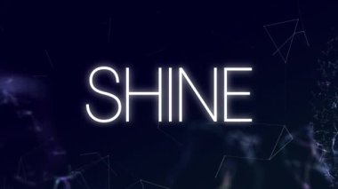 Siyah arkaplandaki bağlantı ağındaki duman üzerine beyaz harflerle parlak metnin animasyonu. 