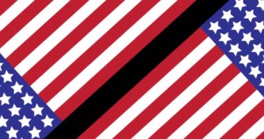 Siyah arka planda kırmızı ve mavi yıldızların animasyonu. Vatanseverlik ve kutlama konsepti dijital olarak oluşturulmuş video.