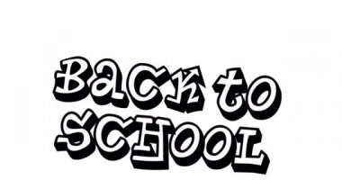 Beyaz arka planda okula dönüş metninin animasyonu. okul, eğitim ve öğrenim konsepti dijital olarak oluşturulmuş video.