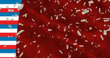 Amerikan haritasının animasyonu Amerikan bayrağında yıldızların ve şeritlerin üzerindeki banknotların üzerine renklendirildi. Vatanseverlik ve kutlama konsepti dijital olarak oluşturulmuş video.