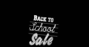 Siyah arkaplan üzerine okula dönüş metninin animasyonu. okul, eğitim ve öğrenim konsepti dijital olarak oluşturulmuş video.