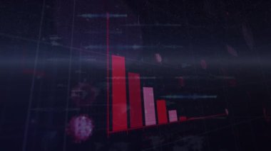 Covid-19 istatistikleri, mavi arkaplanda veri işleme sistemi olan birden fazla ekrana karşı. Coronavirus covid-19 salgın konsepti