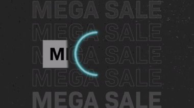 Siyah arka planda yeşil daireler üzerinden mega satış metninin animasyonu. Alışveriş ve perakende konsepti dijital olarak oluşturulmuş video.