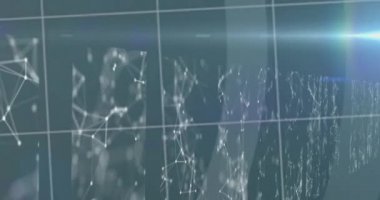 Bağlantı ağı üzerinden dijital arayüzün ve bilimsel veri işlemenin animasyonu. Bilim ve araştırma konsepti dijital olarak oluşturulmuş video.