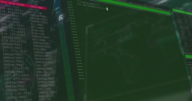 Arayüzde veri işleme animasyonu. dijital arayüz, iletişim ve teknoloji konsepti dijital olarak oluşturulmuş video.