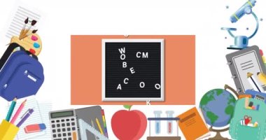 Beyaz arka planda birden fazla okul konsepti simgesine karşı ahşap tahtayla ilgili okul metnine geri dönelim. Okula ve eğitim konseptine dönüş